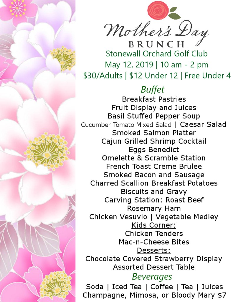 Mother’s Day Brunch - Stonewall Orchard Golf Club